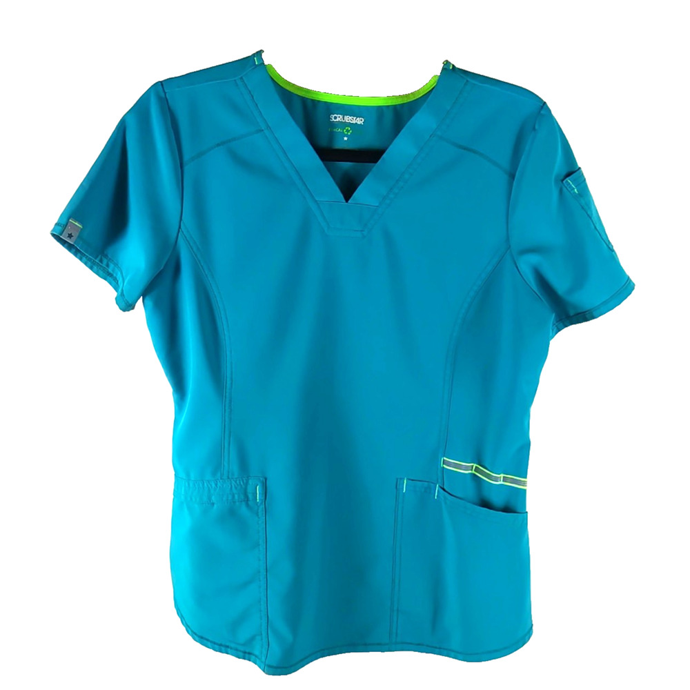 Scrub Star Women's Scrub Top Size Small Teal Blue Polyester Medical